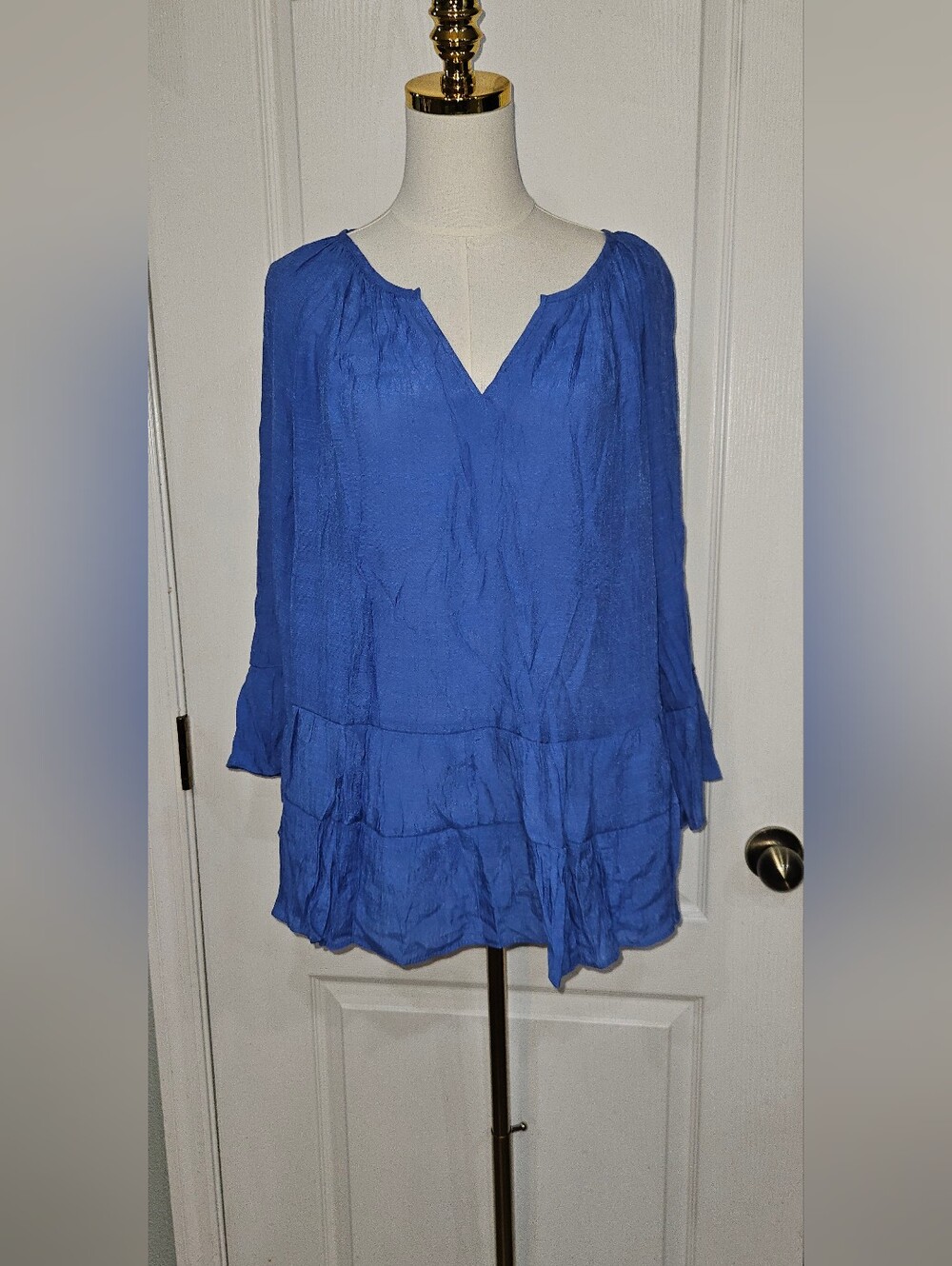 Counterparts Royal Blue V-Neck Tiered Long-Sleeve Tunic